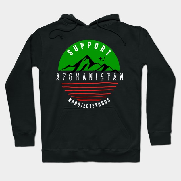 Support Afghanistan circle (back design, black background) Hoodie by Pro Exodus Relief 